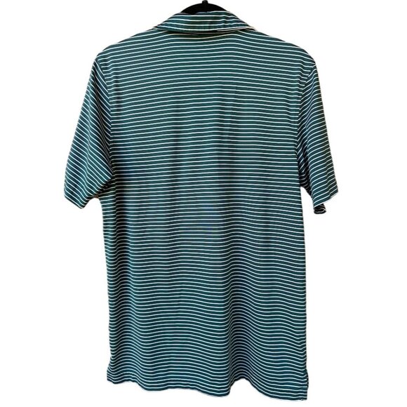 Croft & Barrow Quick‎ Dry Striped Polo Shirt Small Polyester Teal & White - Picture 2 of 3
